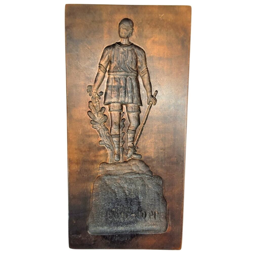 Antique Wooden Cookie Mold Roman‎ Soldier Primitive Folk Wall Decor
